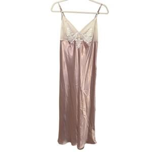 Gillian O’Malley Fairy Babydoll Slip Dress Cream Lace Champagne Satin Medium